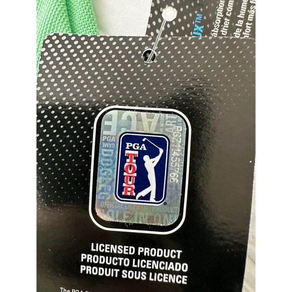 NWT PGA Tour Golf Polo Shirt Men Spring Green Moisture Wicking Stretch Size L - Picture 6 of 10